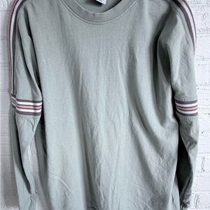 Urban Outfitters Sage Long Sleeve Tee with Striped Accents